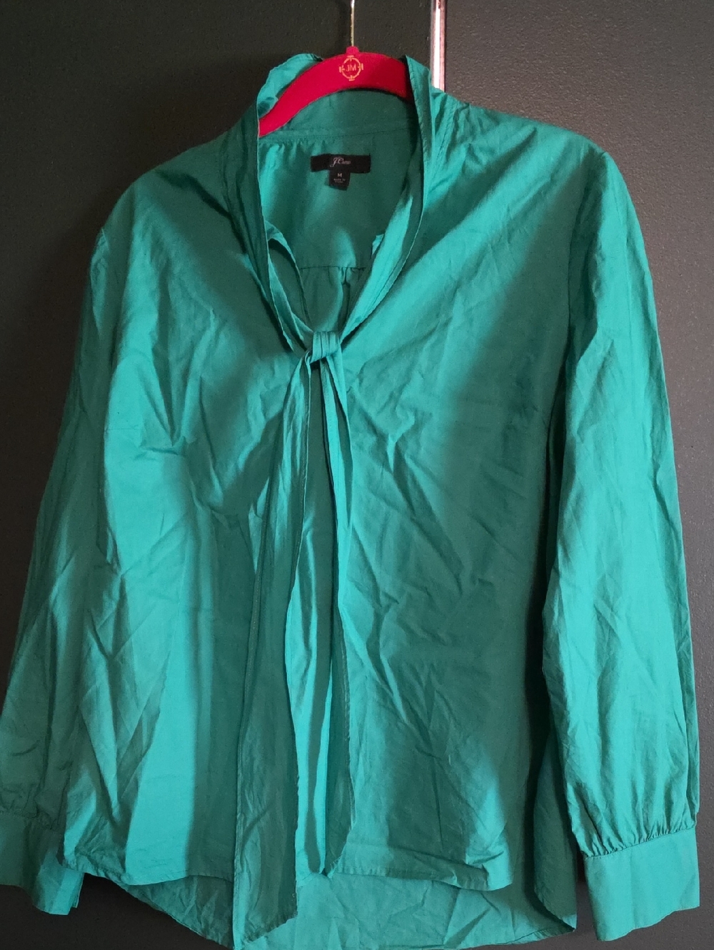 Teal Tie-Neck Blouse